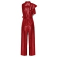 thumbnail image 4 of Moggemol Kids Girls Shiny Jumpsuit Pageant Romper Prom Sleeveless Metallic Bodysuit Wedding Birthday Red 14, 4 of 5