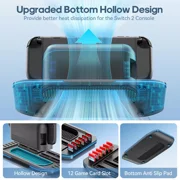Charging Dock & Storage Station for Nintendo Switch 2 - Charges 2 Joy-Cons and 1 Nintendo Switch 2 Pro Controller, 12 Game Slots, RGB- Black