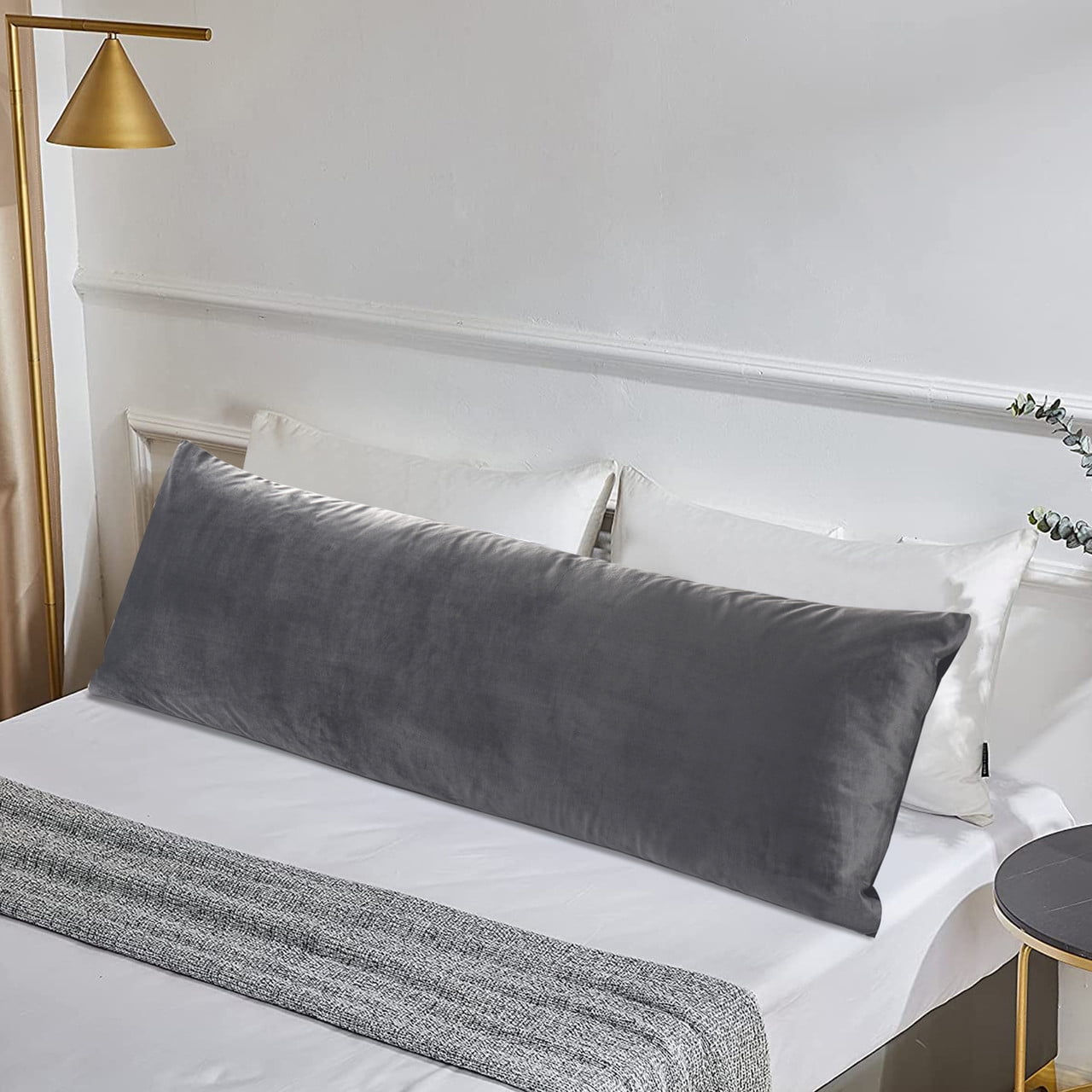 HIG 2pc Decorative Body Pillow Insert with Textured Velvet Pillowcase