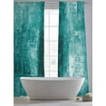 thumbnail image 5 of Teal Sheer Curtains 96 Inch Length 2 Panels Set for Living Room/Bedroom, Retro Oil Painting Modern Abstract Art Aesthetics Curtain Sheers Drapes Rod Pocket Curtains Window Treatment Set 52''x96''x2, 5 of 7