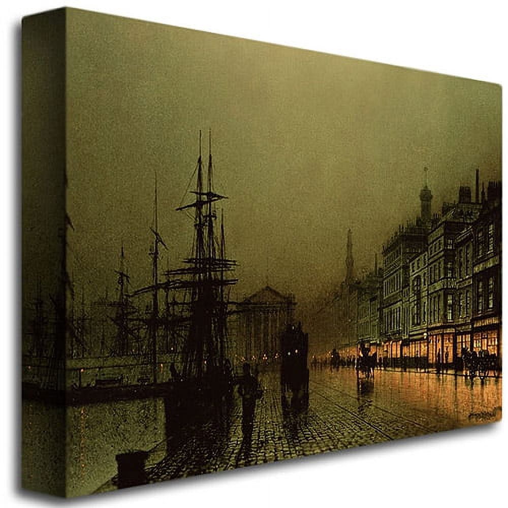 Trademark Fine Art "Greenock Dock by Moonlight" Canvas Art by John Grimshaw