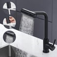 thumbnail image 1 of Black Waterfall Kitchen Faucet, Kitchen Mixer Tap with Pull-Out Sprayer and 3 Flow Settings, 360 Rotating Retractable Kitchen Sink Faucet in Brushed N, 1 of 5