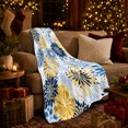 thumbnail image 3 of Chrysanthemum Floral Pattern Blue Gold Tones Living Room, Cozy Friendship Quote Scene, Warm Flannel Blanket for Living Room and Reading Nook, Art Lovers Thanksgiving Gift, Artistic Home Decor, 3 of 9