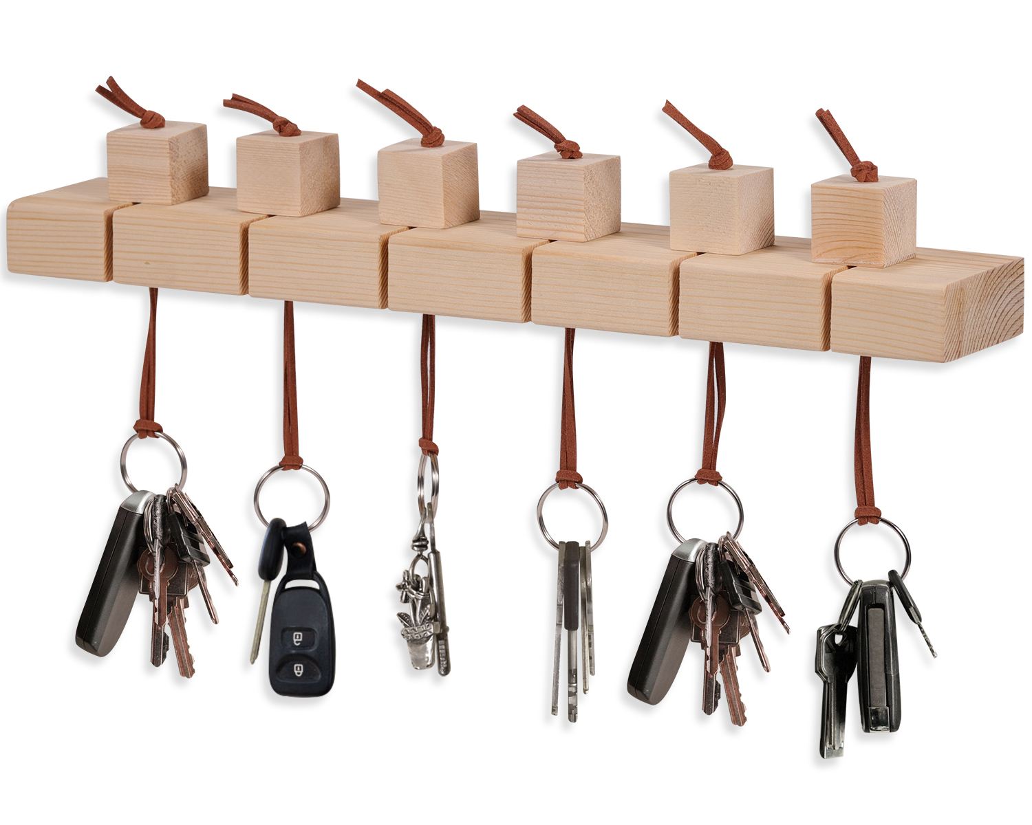 Seashpea Wood Key Holder WallMounted Key Holder for Wall Decorative, Rustic Key Hanger with 6