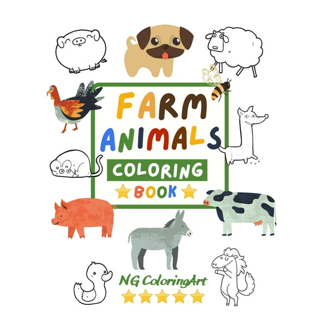 Farm Animals Coloring Book : A Funny Farm Animal Coloring Book for Kids  Ages 2-5, Easy Coloring Pages for Preschool and Kindergarten (Paperback) -  