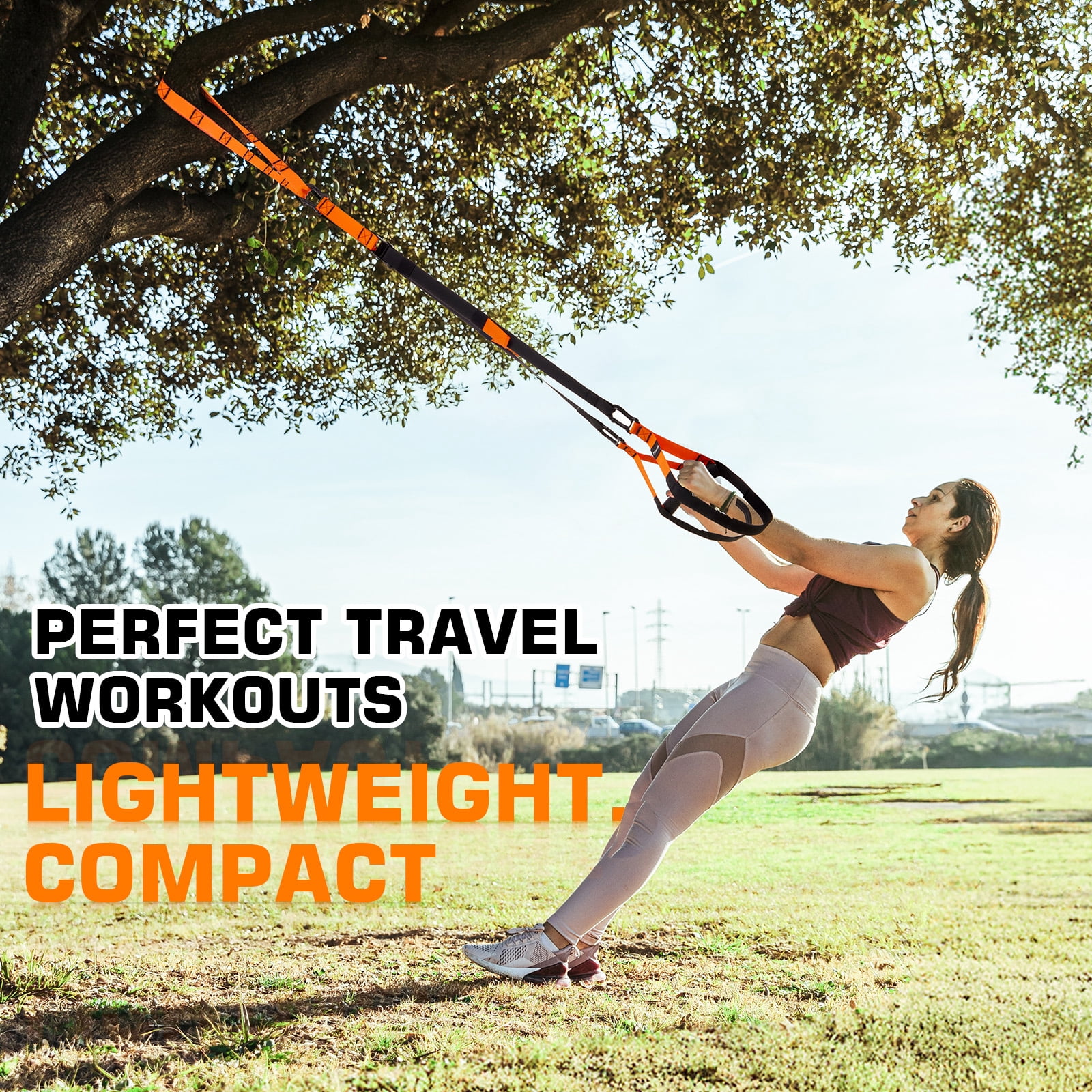 Zacro Resistance Training Kit, Adjustable Fitness Straps Trainer for Full Body Workout up to 600lbs, Bodyweight Resistance Straps with Handles, Door Anchor, for Home Gym Workout Equipment - Orange