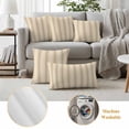 thumbnail image 6 of Brown Stripe Outdoor Waterproof Pillow Covers, Modern Farmhouse Texture Geometric Decorative Square Throw Pillowcase Sofa Cushion Sham for Patio/Couch/Chair, 18"x18" 2 Pack, 6 of 8