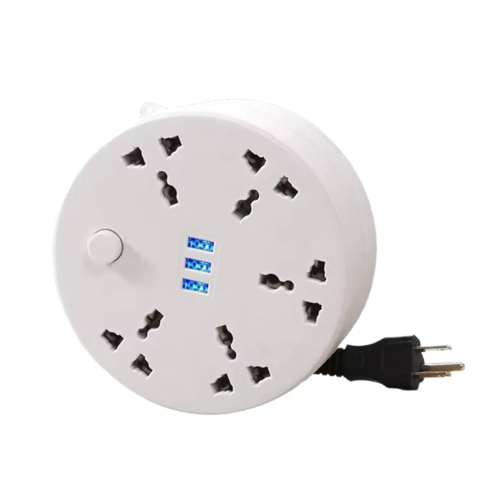 Power Strip Extension Board Extension Cord with Retractable 2 Meter Cord for Home Office Desk and Bedroom