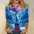 thumbnail image 2 of FAVIPT 4th of July Shirts Womens Casual Summer 2025 Comfy Tunic Tees 3/4 Length Sleeve Crew Neck Blouses Independence Day Print Tops Multicolor,M, 2 of 5