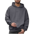 thumbnail image 2 of Men Solid Color Basic Hoodies Drawstring Fashion Sports Loose Pullover Hooded Sweatshirts with Pockets Activewear Dark Gray 4XL, 2 of 7