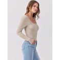 thumbnail image 6 of ANRABESS Long Sleeve Shirts for Women Ribbed Knit Slim Fitted Casual Tops Scoop Neck Basic Tee Spring Fall Fashion Clothes Beige Medium, 6 of 9