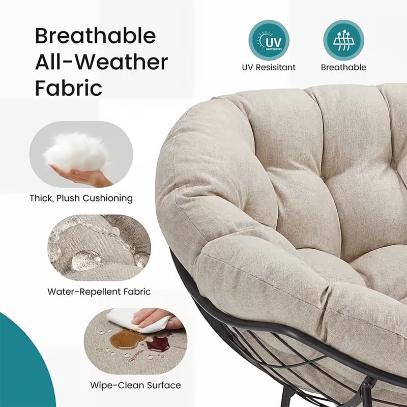 Simenmax Oversized Padded Egg Rocking Chair – 450 lbs Capacity, Anti-Slip Quiet Rocker for Bedroom, Living Room, Balcony & Garden,Beige