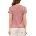 thumbnail image 3 of Unique Bargains Women's V Neck Dots Printed Short Sleeve Work Office Blouse Top S Pink, 3 of 6