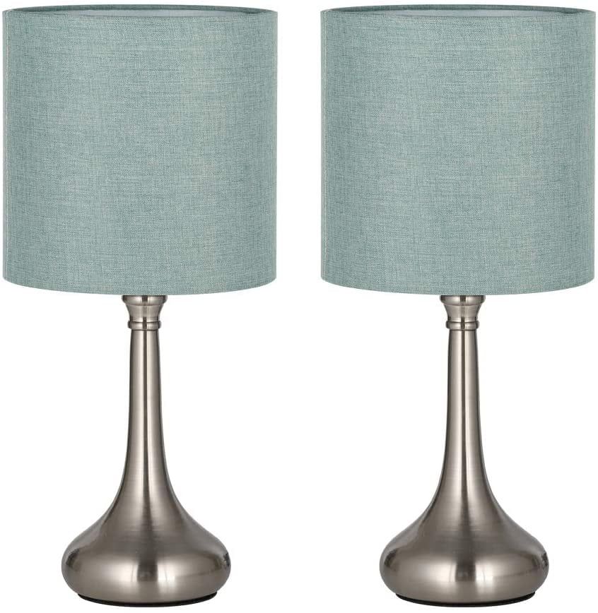 Silver Table Lamps Small Nightstand, Teal Bedside Table Lamps