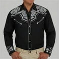 thumbnail image 2 of Mens Shirts Tops Western Cowboy Long Sleeve Embroidered Slim Fit Button Down Cropped Mens Workout Shirts,Grey,XL, 2 of 4