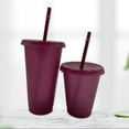 thumbnail image 2 of Vaso para beber Naiovety con tapa y pajita de plástico PP reutilizable 480ml color Mostrada Rojo púrpura, 2 of 6