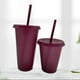 thumbnail image 2 of Vaso para beber Naiovety con tapa y pajita de plástico PP reutilizable 480ml color Mostrada Rojo púrpura, 2 of 6