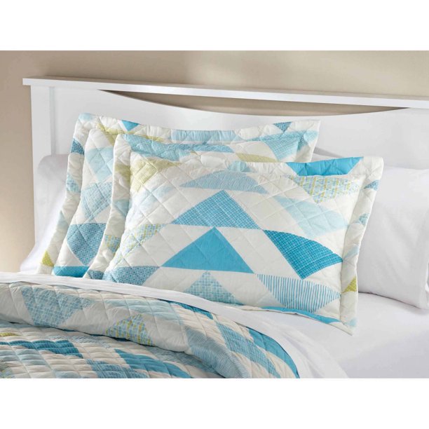 Mainstays Teal Triangle King Pillow Sham