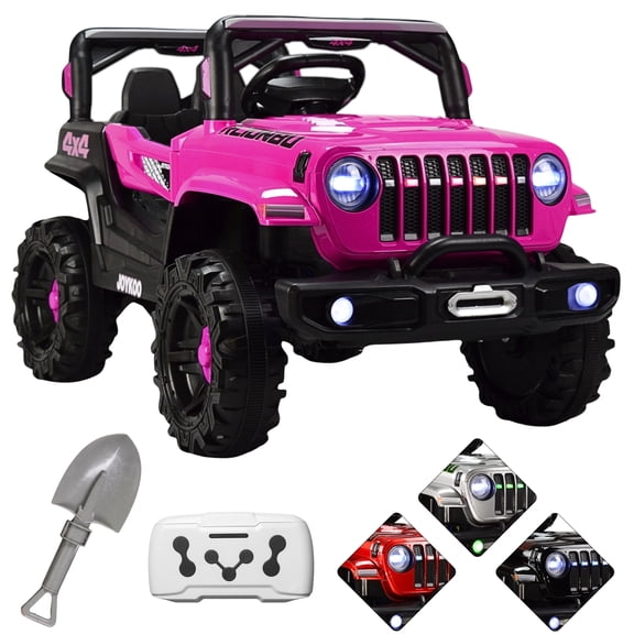 Camioneta montable eléctrica JOYKOO 4x4 93 cm Control remoto Luz LED 12v rosa