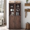 thumbnail image 3 of SSyao 68" Tall Farmhouse Bathroom Storage Cabinet, 5-Shelf Storage Cabinet with Barn Door&Adjustable Shelves, Linen Tower Cabinet with Storage for Bathroom, Kitchen, Living Room, Brown, 3 of 10