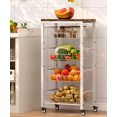 thumbnail image 1 of Carrito de almacenamiento de frutas y verduras, estante de 5 niveles con cestas extraíbles, carrito enrollable con tapa de madera y soporte para pláta, 1 of 7