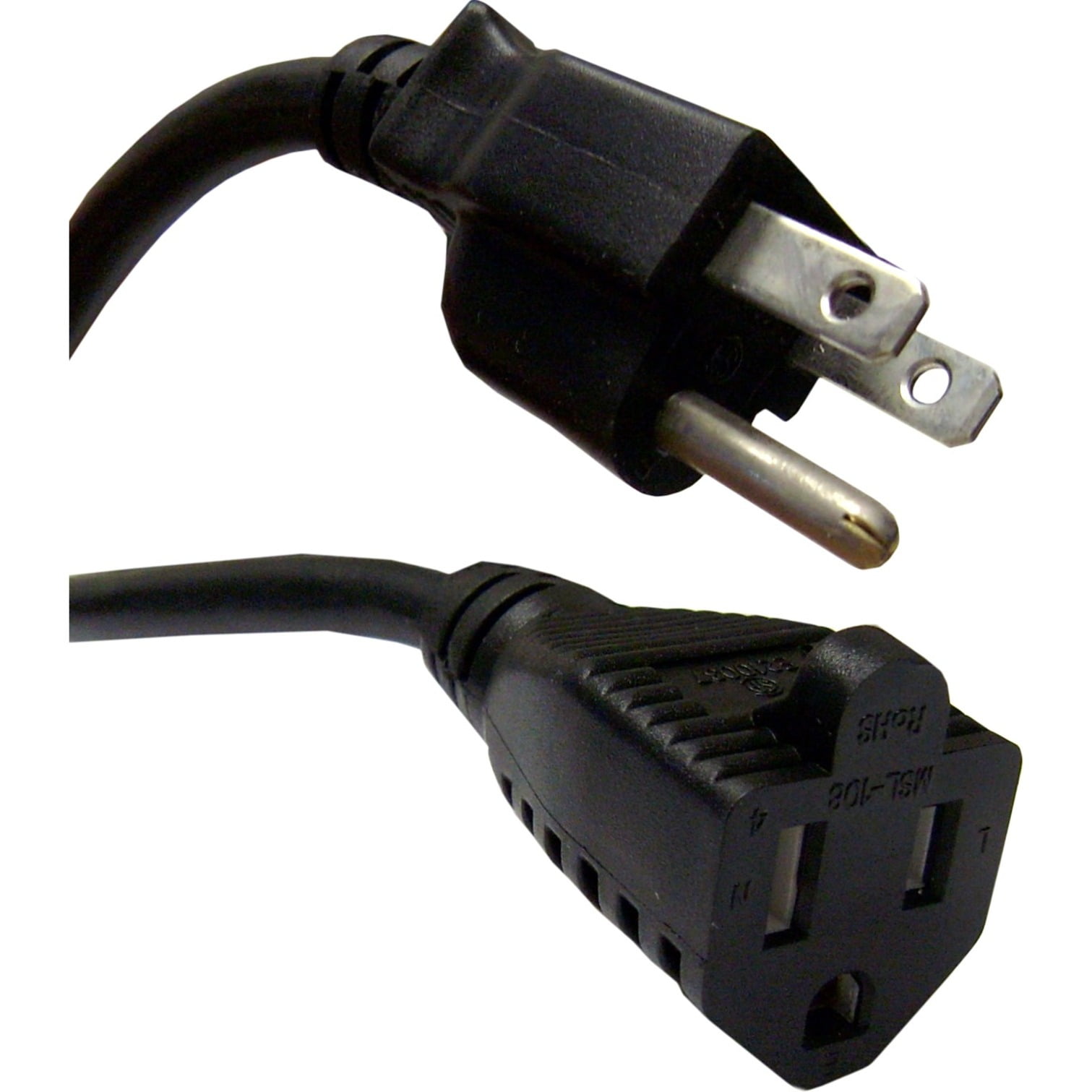 CableWholesale Power Extension Cord, Black, NEMA 5-15P to NEMA 5-15R, 10 Amp, 6 foot