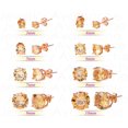 thumbnail image 2 of Solitaire Champagne CZ Stud Earrings - Unisex Rose Gold Plated .925 Sterling Silver Stud Earrings 3MM, 2 of 4