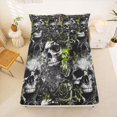 thumbnail image 5 of Homewish Spooky Skull Queen Sheets For Adults Teens,Flower Halloween Queen Sheet Sets,Green,4pcs,1 Flat Sheet, 1 Fitted Sheet and 2 Pillowcases, 5 of 6