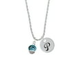 thumbnail image 2 of Delight Jewelry Silvertone Wide Hot Blue Zebra Print Band Spinner Silvertone Script Initial Disc - P - Charm Necklace, 20"+3", 2 of 4