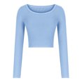 thumbnail image 7 of HAiming Women's Long Sleeve Round Neck Crop Tops Ribbed Knit Slim Shirts 2025 Fall Trendy Casual Basic Blouse Tees, 7 of 7