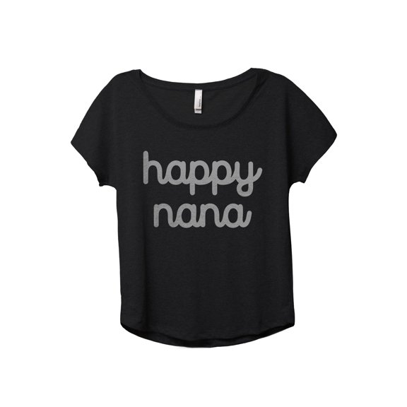 Happy Nana Women's Fashion Slouchy Dolman T-Shirt Tee Heather Black Medium