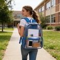 thumbnail image 6 of UALSRZL Clear Backpack, Heavy Duty PVC Transparent School Bag with Reinforced Strap, Large Capacity Bags for College Stadium Events Sport, Blue, 6 of 7