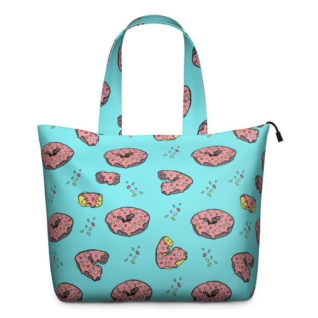 Colorful Donut Cy Print Weekender Bag Multipurpose Travel Tote Lightweight with Adjustable Strap Featuring Sweet Donut Dessert Designs