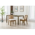 thumbnail image 5 of Dayalane Farmhouse Rattan Dining Chairs Set of 2, Mid Century Modern Dining Side Chairs with Natural Hardwood Frame, Linen Upholstered French Country Kitchen Chairs for Dining Room Bistro, Beige, 5 of 9