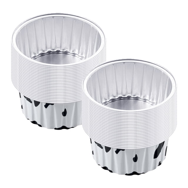 kjfeif Liquidation 50 Pcs Gobelets Ronds Réutilisables en Papier D\'aluminium pour Friteuse à Air Chaud, Contenants Jetables Mini pour Gâteaux Moules à Flan pour Pouding, Soufflé, Fête, Mariage