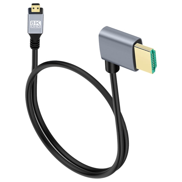 0.5/1/2M 8K Micro HDMI to HDMI-compatible 2.1 Cable Micro HDMI To HDMI Cable Adapter Converter 60Hz For Camera Camcorder Tablet Right angle 2M
