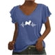 thumbnail image 1 of Camiseta informal para mujer, blusa estampada con volantes, manga corta, cuello en V, Tops Fridja  ghk6975, 1 of 8