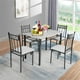 thumbnail image 1 of Costway Juego de Mesa de Comedor de 5 Piezas con Sillas Tapizadas con Encimera de Mármol Maco de Metal Ahorra Espacio Juego de Mubles Moderno, 1 of 10