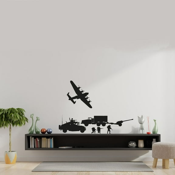 Vehicle Helicopter Military Swat Team Army Men Soldier Wall Sticker Art Decal for Boys Girls Room Rooms Bedroom Playroom Kid House Home Decor Stickers Walls Art Vinyl Decoration Size (18x20 inch)