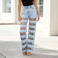thumbnail image 4 of TFEOQRY Womens Denim Pants with Pockets High Waist Cutout Hollow out Straight Jeans for Club Party, 4 of 9