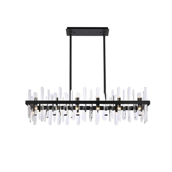 Serena 42 inch crystal rectangle chandelier in black