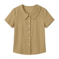 thumbnail image 5 of Asgosdo Womens Tops Short Sleeve Button Down Solid Color Loose Fit Blouses Basic Comfy Going Out Shirts, 5 of 5