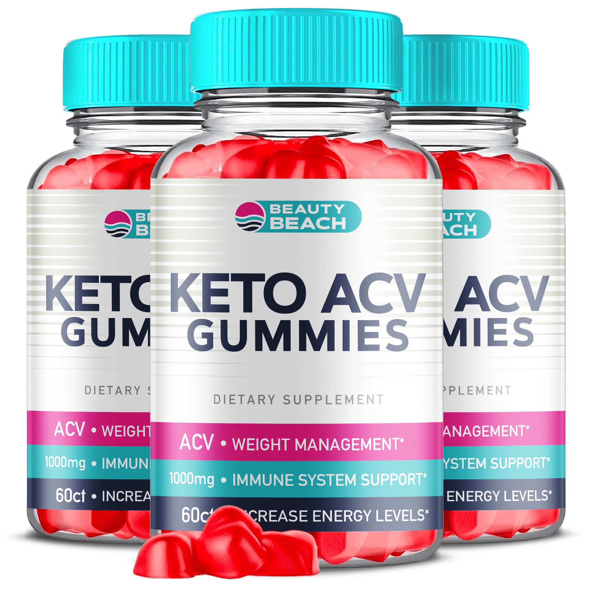 (3 Pack) Beauty Beach Keto ACV Gummies - Apple Cider Vinegar Supplement for Weight Loss - Energy & Focus Boosting Dietary Supplements for Weight Management & Metabolism - Fat Burn - 180 Gummies