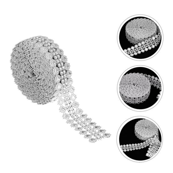 SEWACC Adhesive Rhinestones Silver 1 Roll Rhinestone Ribbon for Diy Material Clothes Decoration present