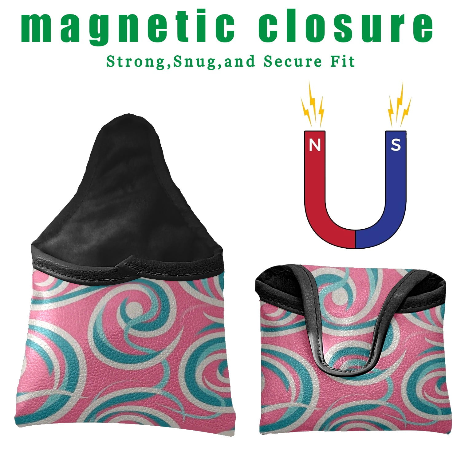 Golf Club Head Cover Waterproof Leather Golf Headcovers Velvet Lined Golf Cover,Golf Club Covers for Driver Club Head Covers for Women Men Swirl Pattern