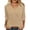 Khaki, variant on Vivianyo HD Women's Scallop Notch Neck Knit Top, Solid Three Quarter Sleeve Soft Knit Casual Pullover Shirt for Women, Sizes S-2XL