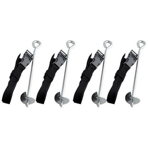 ExacMe Trampoline Stakes Anchors Safety Kit Heavy Duty Steel Galvanized, Pack of 4, S001