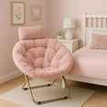 thumbnail image 2 of SSyao Saucer Chair with Removable Headrest, Folding Moon Chair for Adults, Oversized Comfy Reading Seat for Bedroom, Living Room, Dorm Room, Apartment (Pink,), 2 of 10