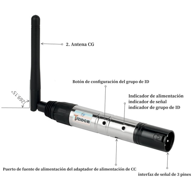 Transmisor dmx 512 inalámbrico 2,4 g, transceptor de señal dmx512 inalámbrico, control receptor