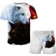 thumbnail image 1 of Conjuntos de ropa de dibujos animados de Wolf para niños, camisetas con estampado 3D para niños y niñas, pantalones cortos, ropa, trajes, traje informal de verano, Outfits10T Gao Jinjia LED, 1 of 2